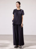 Aurelia 2-Piece Navy Wine Wide-Leg Cheongsam Set