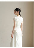 Gwendolyn Jasmine White Embroidered Cheongsam Dress
