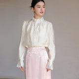 Liora Light Pink Embossed Floral Cheongsam Vest