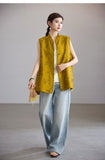 Nocturne Yellow Jacquard Vest Cheongsam