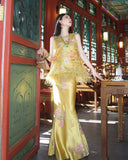 Fiorella Unique Gold Silk Cheongsam Qipao Vest