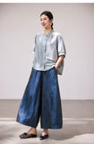Tender Light Blue Loose Cheongsam Top