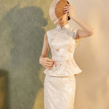 Yuan 2-Piece Embroidered Cheongsam Set