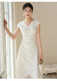 Naya Frost Apricot Embroidered Cheongsam Dress