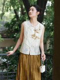 Dusk 2-Piece Gold Floral Cheongsam Top