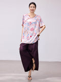 Lena Pink Jacquard V-Neck Shirt Cheongsam