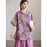 Moonbeam Soft Mist Purple Jacquard Cheongsam Top