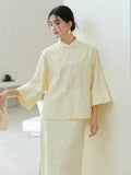 Hollyhock 2-Piece Almond Yellow Cheongsam Top