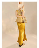 Thalia Gold Slim-Fit Cheongsam Top