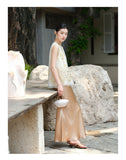 Kendra Golden Silk Beaded Cheongsam Top