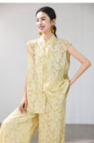 Elisabetta Light Yellow Floral Cheongsam Top