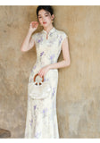 Oleander Purple Smoke Mermaid Cheongsam Dress