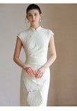 Romina Peach Textured Jacquard Cheongsam Dress