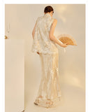 Mckenna Glamorous Embroidery Qipao Cheongsam Two Piece