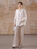 Dazzle Beige Chiffon Beaded Cheongsam Top