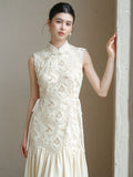 Carlotta Ornamental Sequin Lace Cheongsam Dress Waist Cinching Qipao