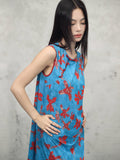 Persephone Blue Color-Block Cheongsam Dress