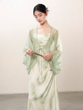 Sunflower Green Sheer Jacquard Cheongsam Dress