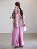 Moonbeam Soft Mist Purple Jacquard Cheongsam Top