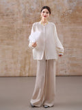 Dazzle Beige Chiffon Beaded Cheongsam Top