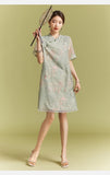 Dragon Light Green Embroidered Cheongsam Dress