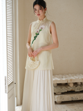Yasmine Light Millet Yellow Lace Cheongsam Top