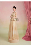 Lapis 2-Piece Embroidered Halter Top Cheongsam