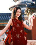 Ophira Jubilant Embroidered Velvet Cheongsam Qipao Two-Piece Set