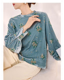 Silk Ivy Lace Whisper Embroidery Qipao Cheongsam Shirt