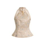 Lapis 2-Piece Embroidered Halter Top Cheongsam