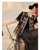Silk Alaya Blooming Embroidery Qipao Cheongsam Vest Top