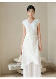 Naya Frost Apricot Embroidered Cheongsam Dress