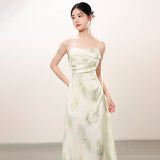 Sunflower Green Sheer Jacquard Cheongsam Dress