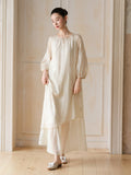 Lila Cloudy Apricot Embroidered Cheongsam Dress
