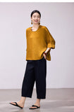 Sura Amber Yellow Relaxed Fit Cheongsam Top