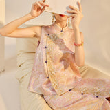 Daffodil 2-Piece Embroidered Jacquard Cheongsam Set