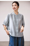 Tender Light Blue Loose Cheongsam Top