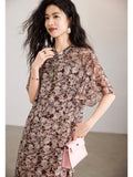 Felicity Flower Brown Mermaid Cheongsam Dress