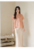 Yvette Peach Orange Silk Cheongsam Top