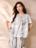 Seraphina 2-Piece Silver Gray Vest Pants Set Cheongsam