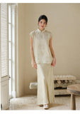 Vogue 2-Piece Light Green Silk Cheongsam Top