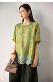 Zenobia Light Leaf Green Lace Jacquard Top Cheongsam