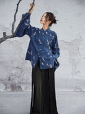 Romina Blue Loose Fit Chinese Style Shirt Cheongsam
