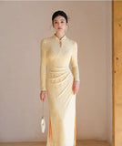 Ines Unique Knitted Jacquard Cheongsam Dress Modern Qipao