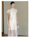 Angelique Warm Jade Pearl Embroidered Cheongsam Dress