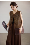 Altair 2-Piece Brown Coffee Cheongsam Vest Set