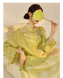 Irma Velvet Glow Embroidery Qipao Cheongsam Two Piece