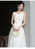 Valencia Foggy Apricot Sequin Embroidered Cheongsam Dress