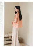 Yvette Peach Orange Silk Cheongsam Top