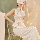 Yuan 2-Piece Embroidered Cheongsam Set